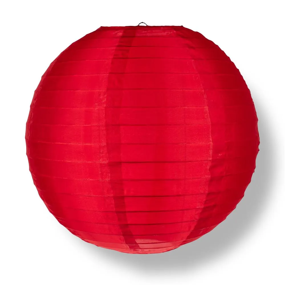 12 PACK | 14" Red Shimmering Nylon Lantern, Even Ribbing, Durable, Hanging Decoration