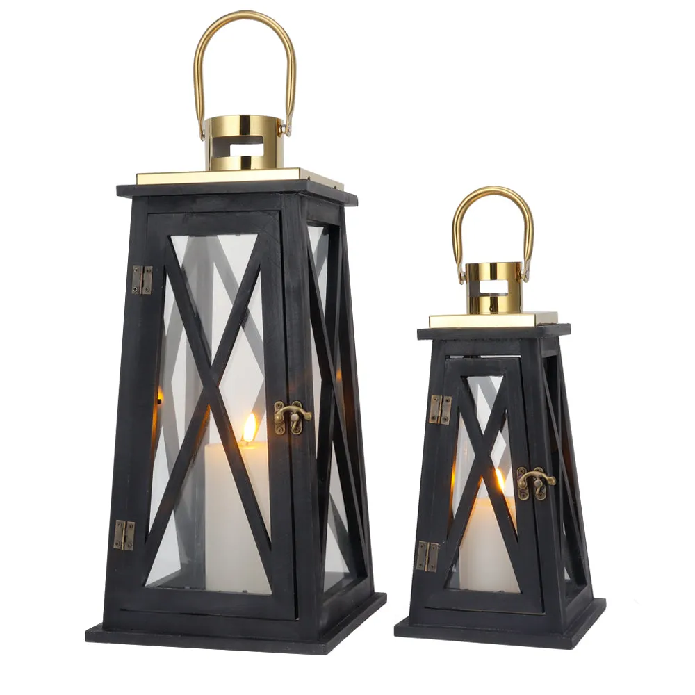 12''&18'' H Metal Decorative Candle Holders Rustic Hanging Lantern(Set of 2)