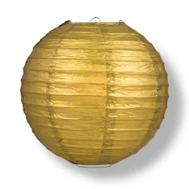 12" Gold Round Paper Lantern, Even Ribbing, Chinese Hanging Wedding & Party Decoration