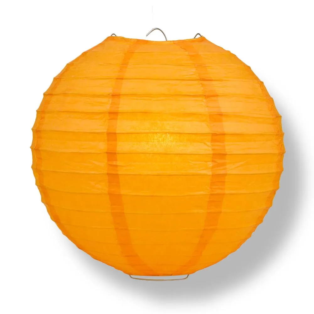 12" Orange Round Paper Lantern, Even Ribbing, Chinese Hanging Wedding & Party Decoration