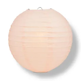 12" Rose Quartz Pink Round Paper Lantern, Even Ribbing, Chinese Hanging Decoration for Weddings and Parties