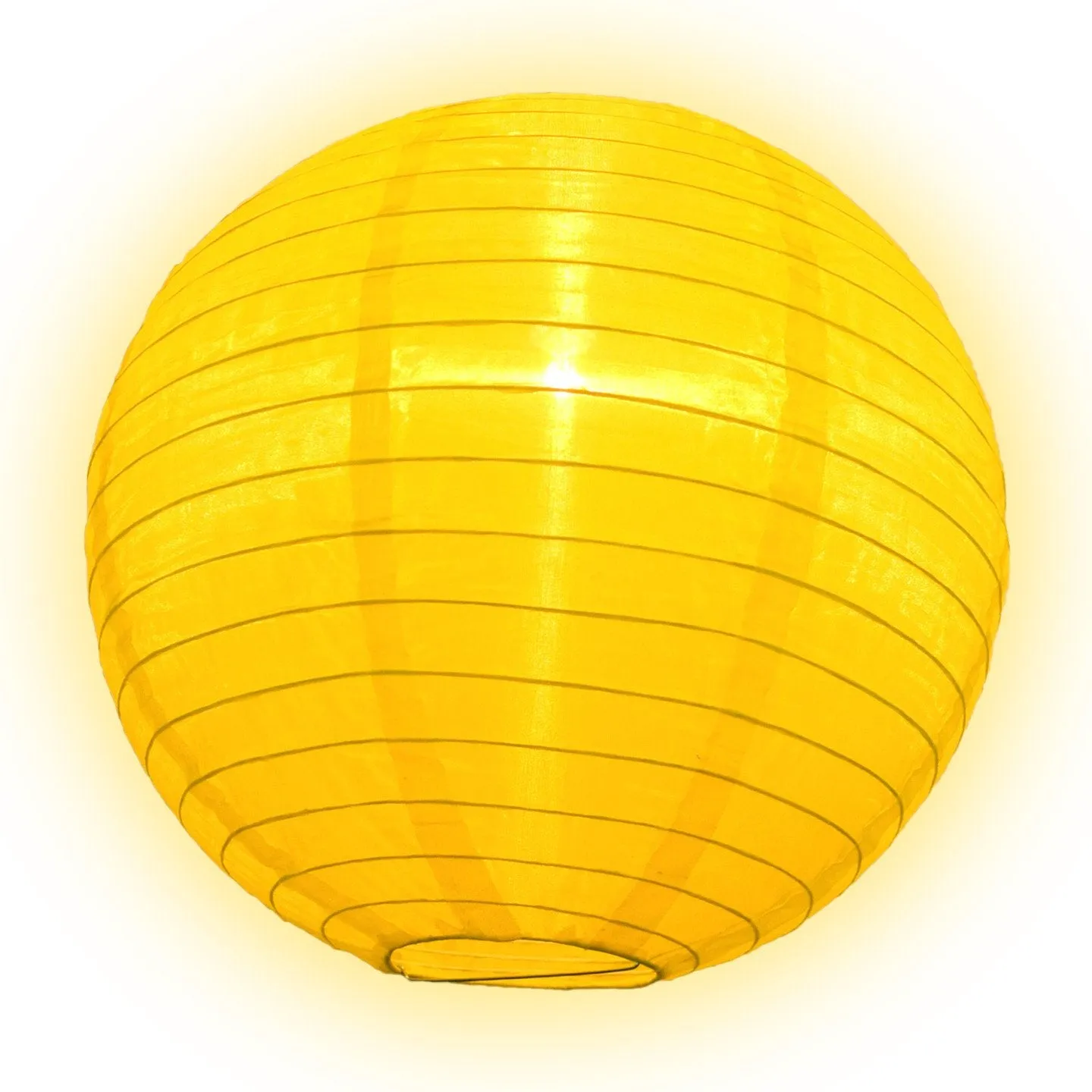 12" Yellow Shimmering Nylon Lantern, Even Ribbing, Durable, Hanging