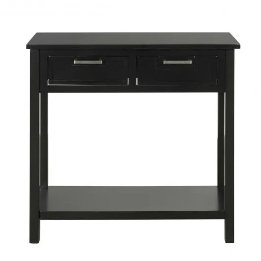 2 Drawers Accent Console Entryway Storage Shelf-Black