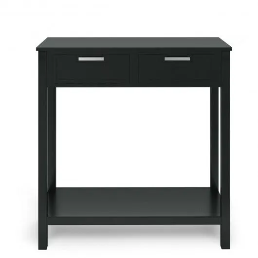 2 Drawers Accent Console Entryway Storage Shelf-Black