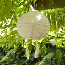 20cm Cream Lucena Tassel Solar Lantern