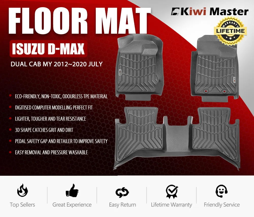 3D TPE Car Floor Mats for ISUZU D-MAX Dual Cab MY 2012~2020 JULY