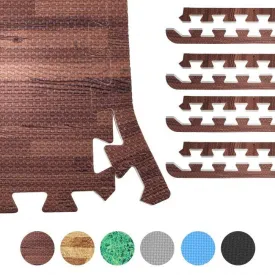 8x Edge Pieces for Floor Mats - Dark Wood Effect