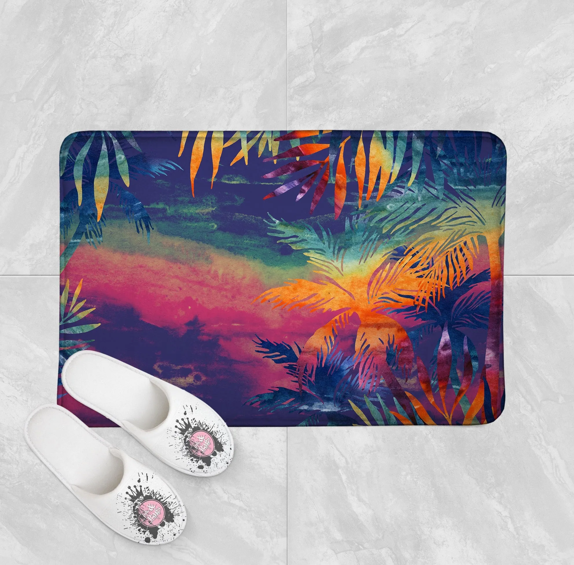 Abstract Tropical Sunset Shower Curtains and Optional Bath Mats