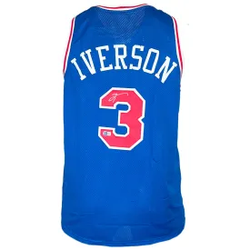 Allen Iverson Signed Philadelphia Blue The Answer Basketball Jersey (Beckett)