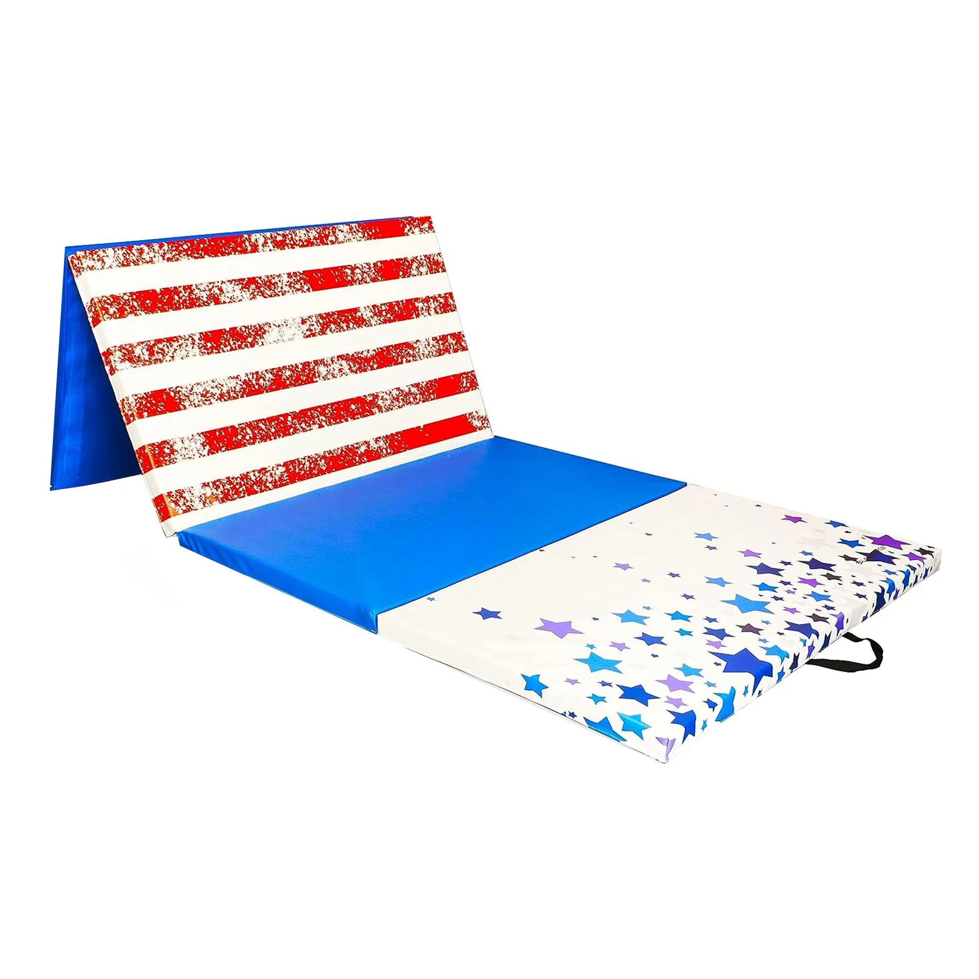 BalanceFrom Fitness All Purpose Mat with Balance Beam Gymnastic Set, Star/Stripe