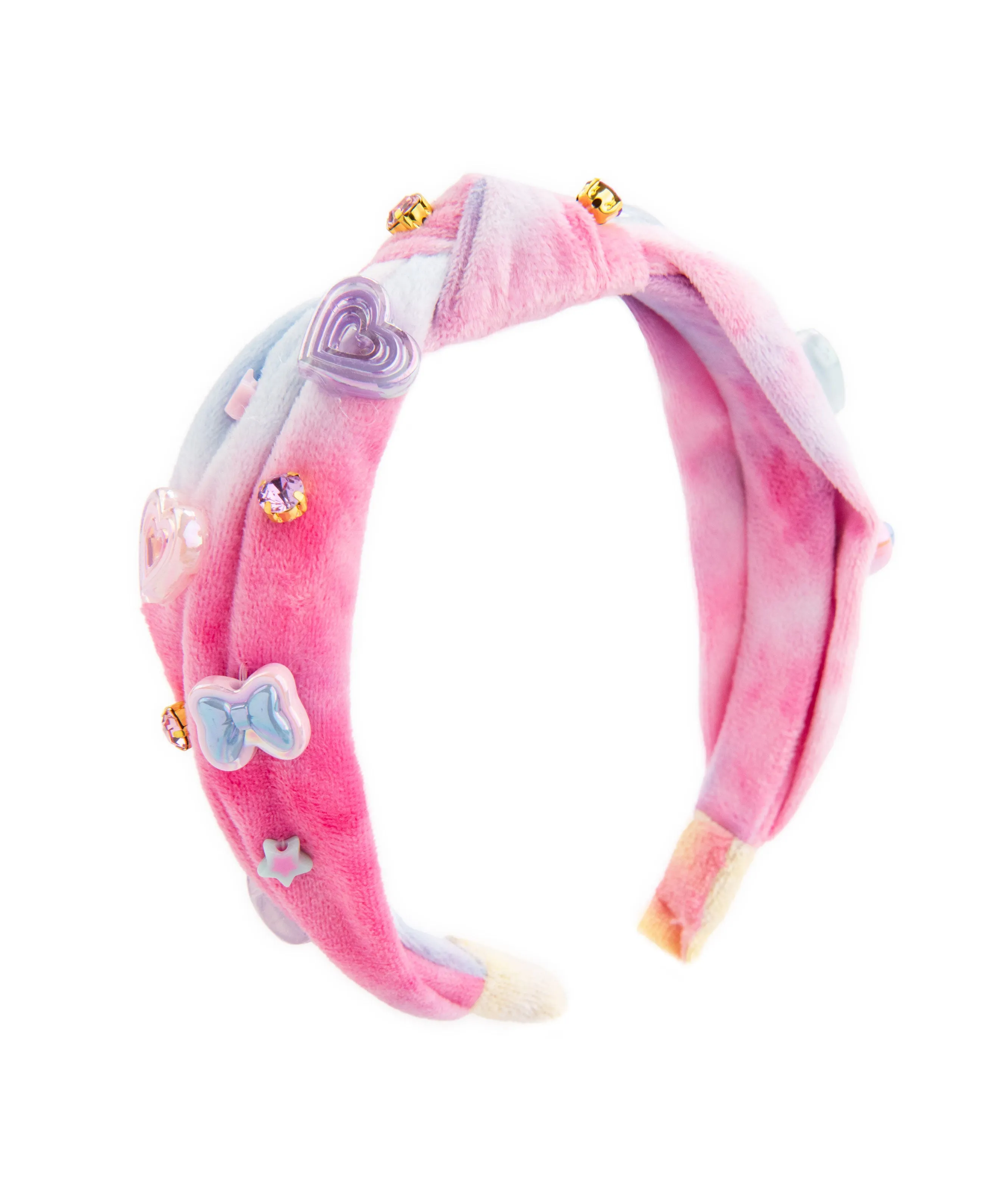 Bari Lynn Knot Headband Plush Charm Pink Multi