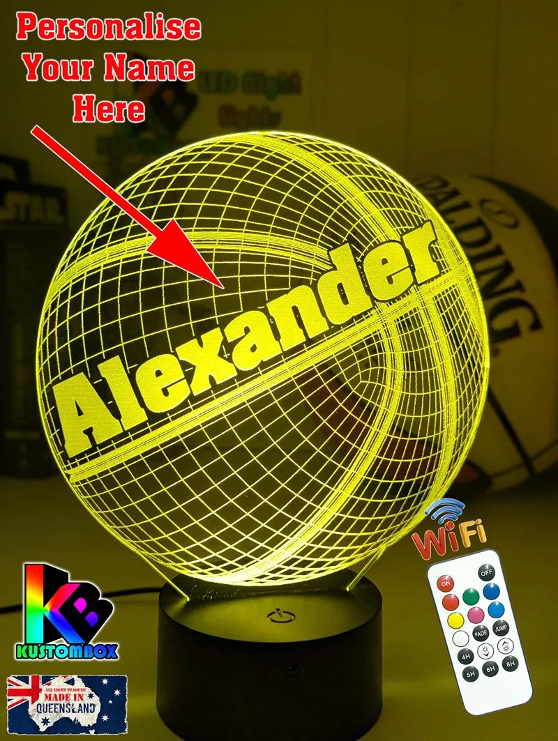 BASKETBALL PERONALISED NAME 3D LED Night Light Lamp