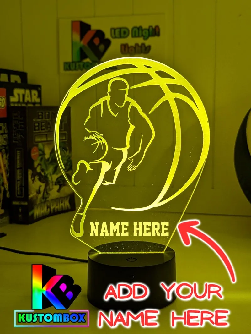 BASKETBALL PLAYER PERSONALISED NAME 3D LED Night Light Lamp