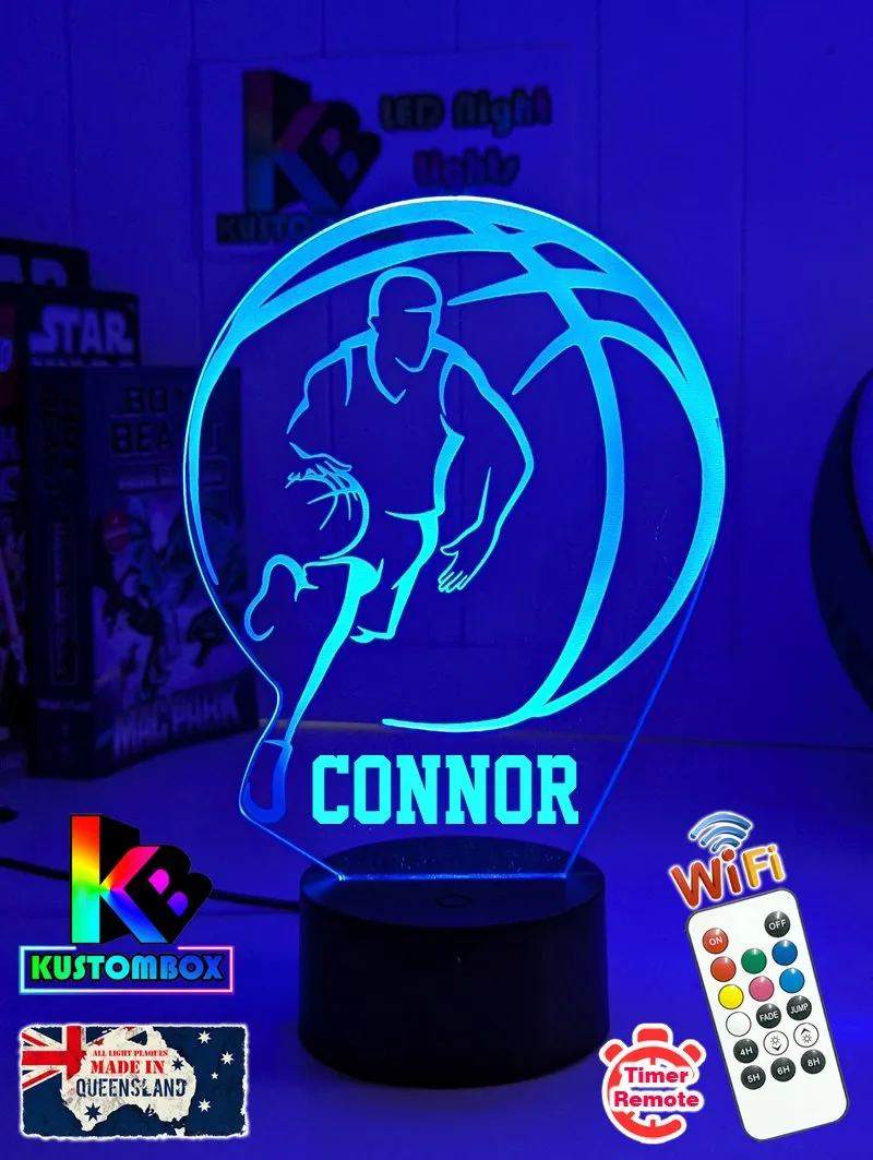 BASKETBALL PLAYER PERSONALISED NAME 3D LED Night Light Lamp