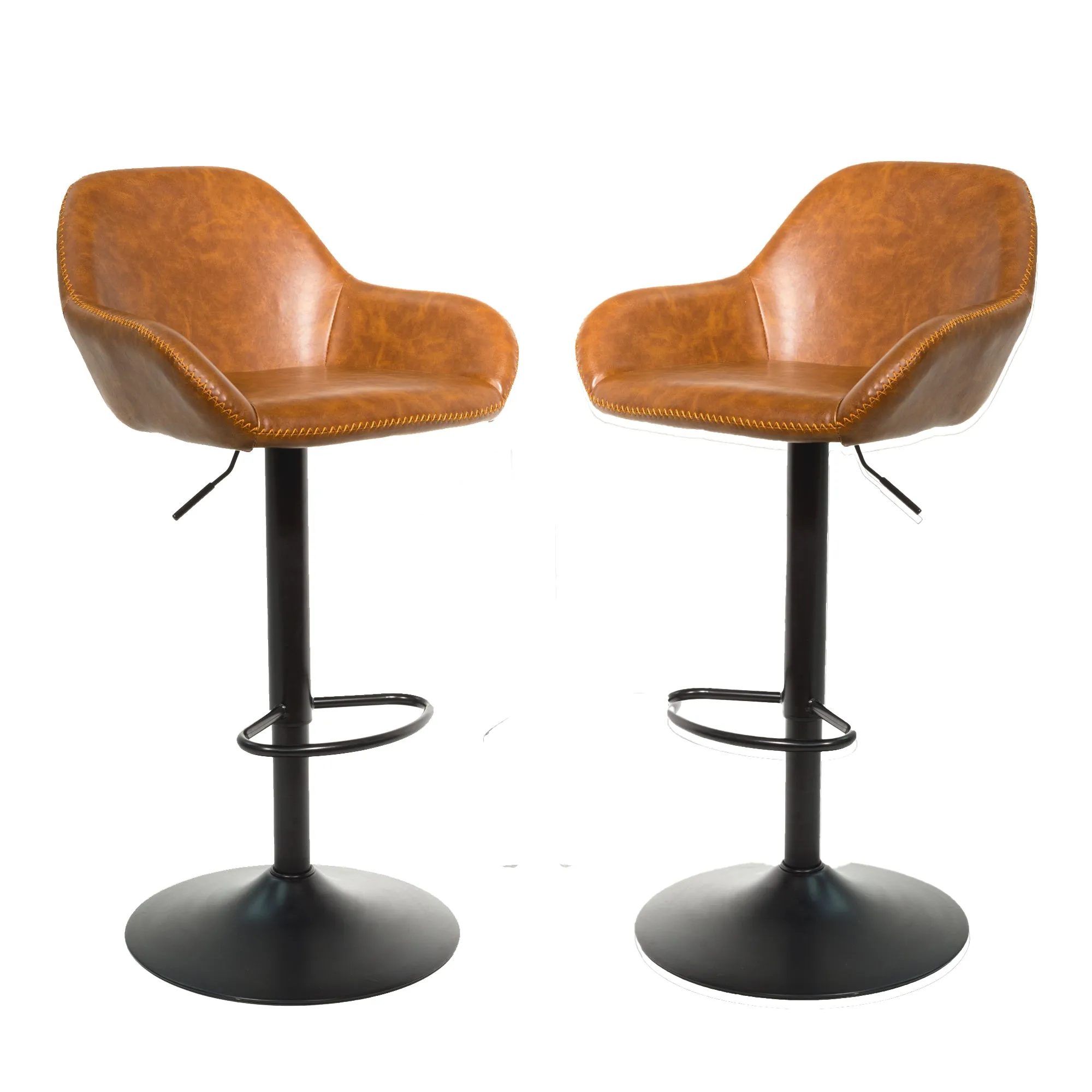 Baxter Tan Brown Gas Lift Set of Two Kitchen Bar Stools