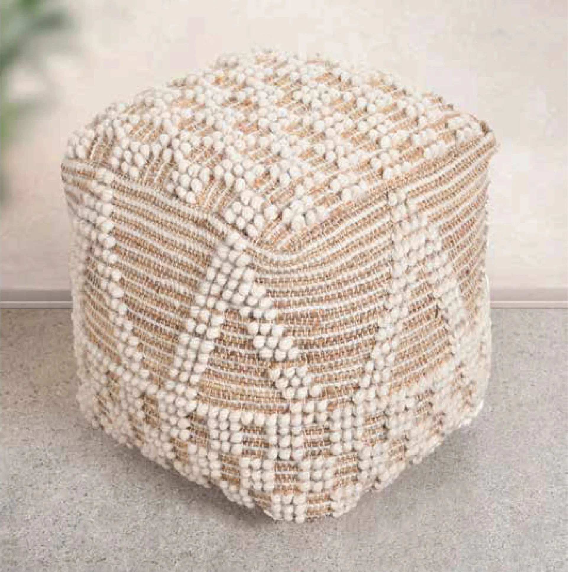 Belleu Pouf Natural/Ivory 40 x 40 x 40 CM