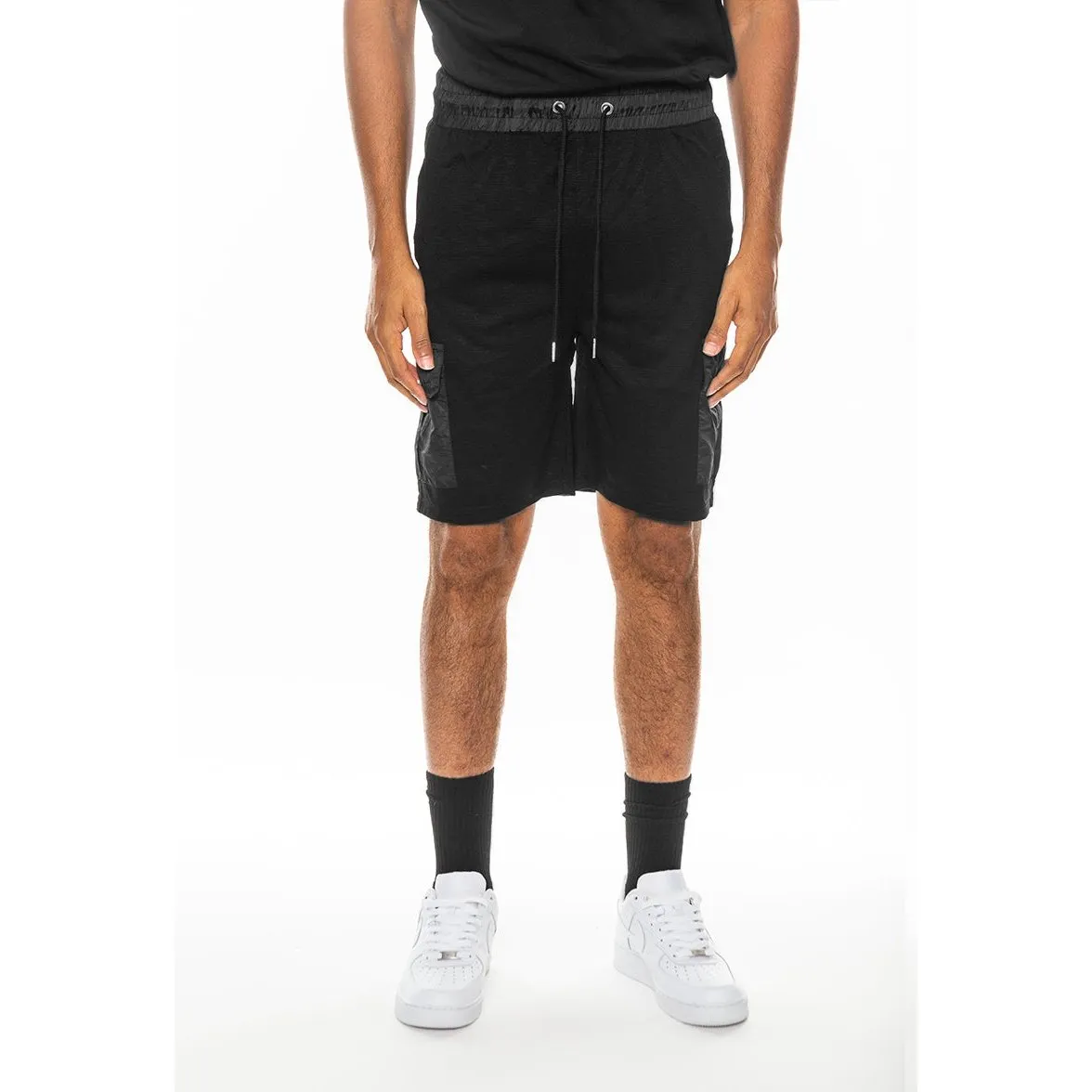 Black Lightweight Slub Shorts