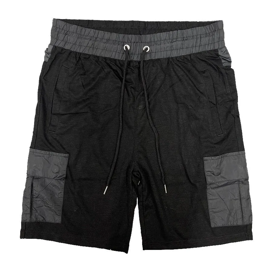 Black Lightweight Slub Shorts