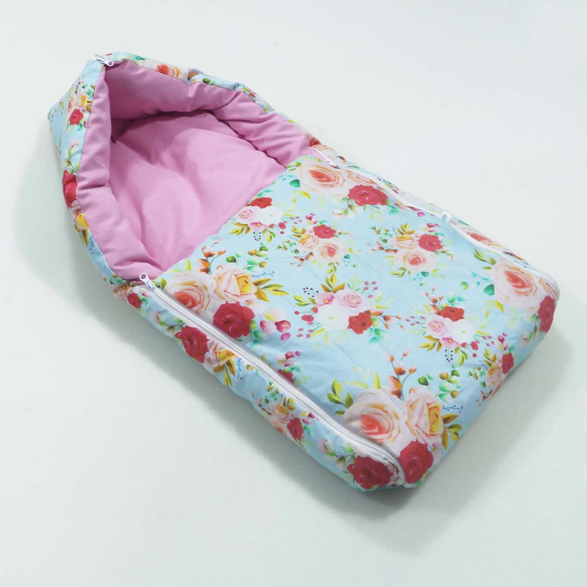 Blue Flora Baby Sleeping Bag N Carrier