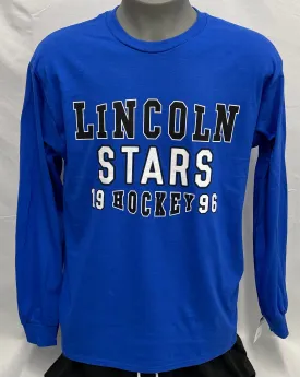 Blue Lincoln Stars Hockey Block Design Long Sleeve Tee