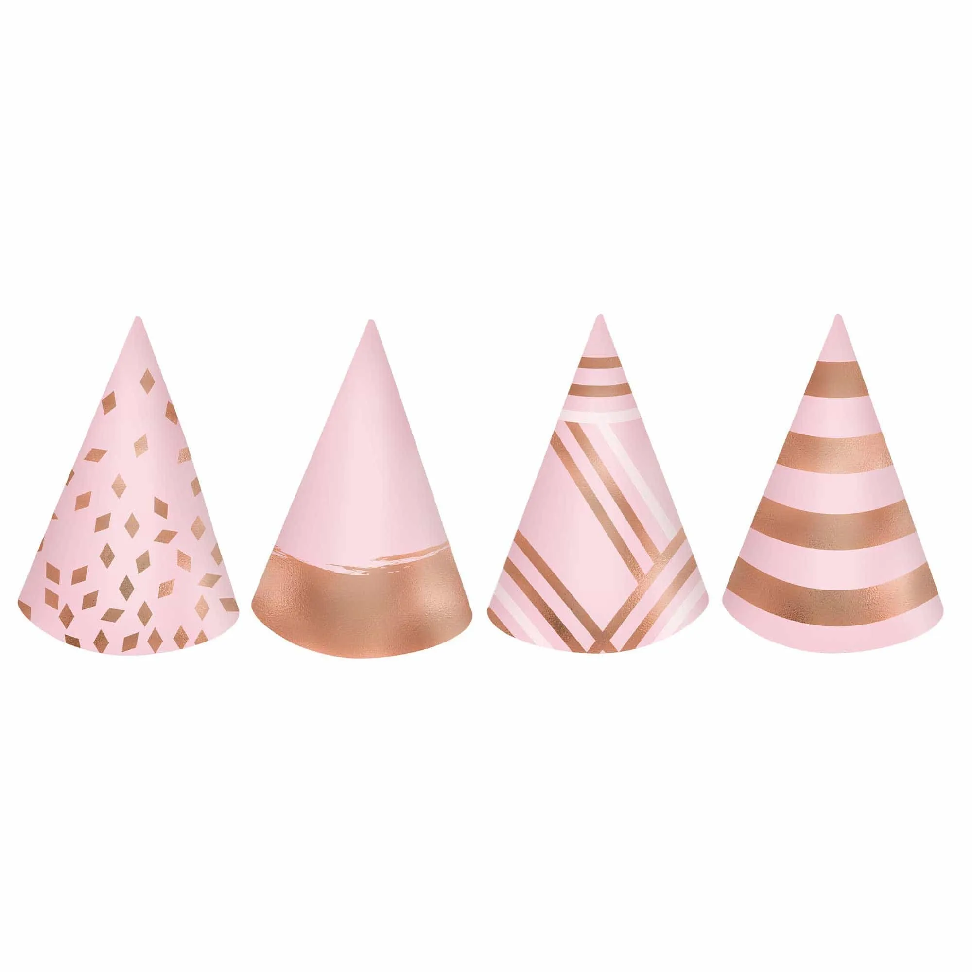 Blush Birthday Mini Cone Hats 10cm 12pk