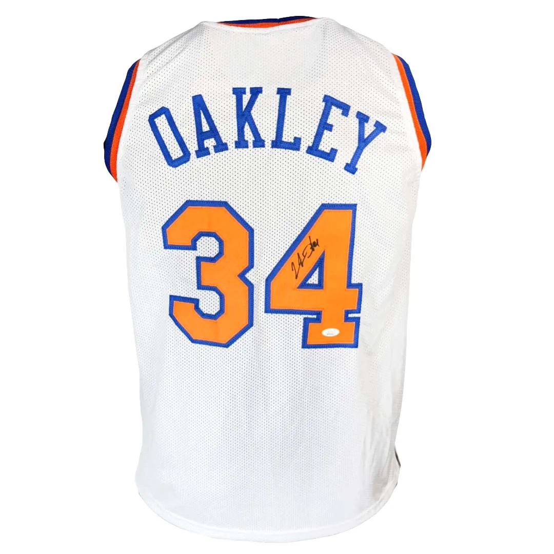 Charles Oakley Signed New York White Basketball Jersey (JSA)