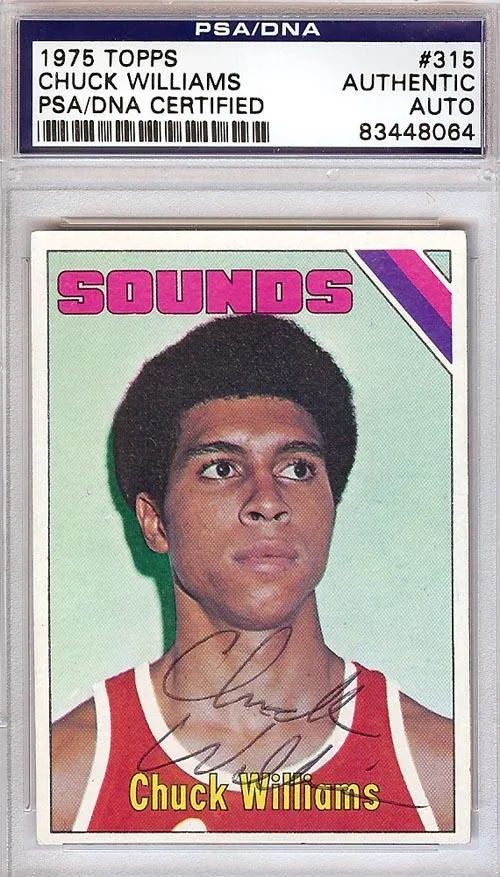 Chuck Williams Autographed 1975 Topps Card #315 Memphis Sounds PSA/DNA #83448064