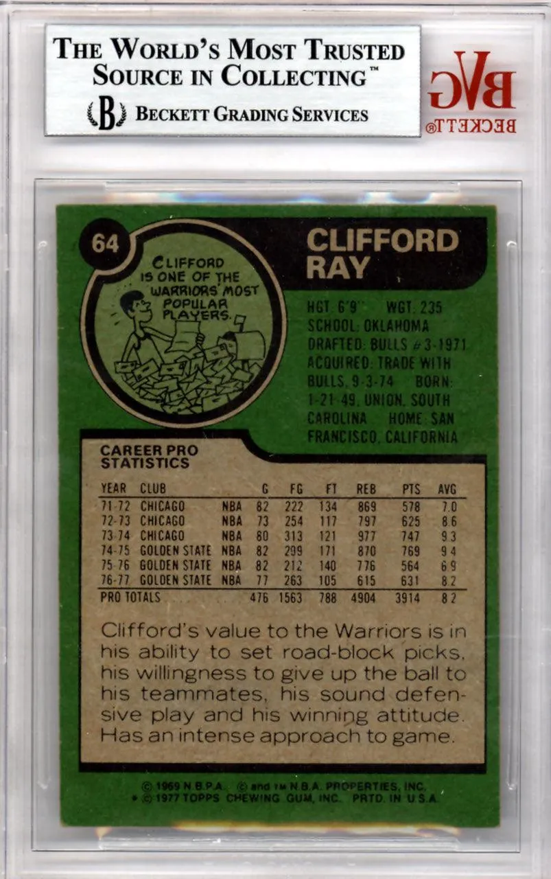 Clifford Ray Autographed 1977 Topps Card #64 Golden State Warriors Beckett BAS #10008941