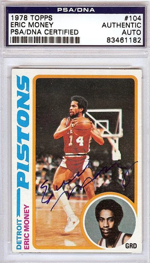 Eric Money Autographed 1978 Topps Card #104 Detroit Pistons PSA/DNA #83461182