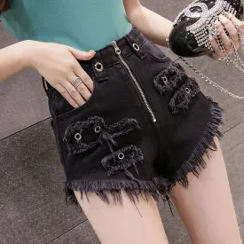 Fashion A-line Zipper Denim Shorts for Women