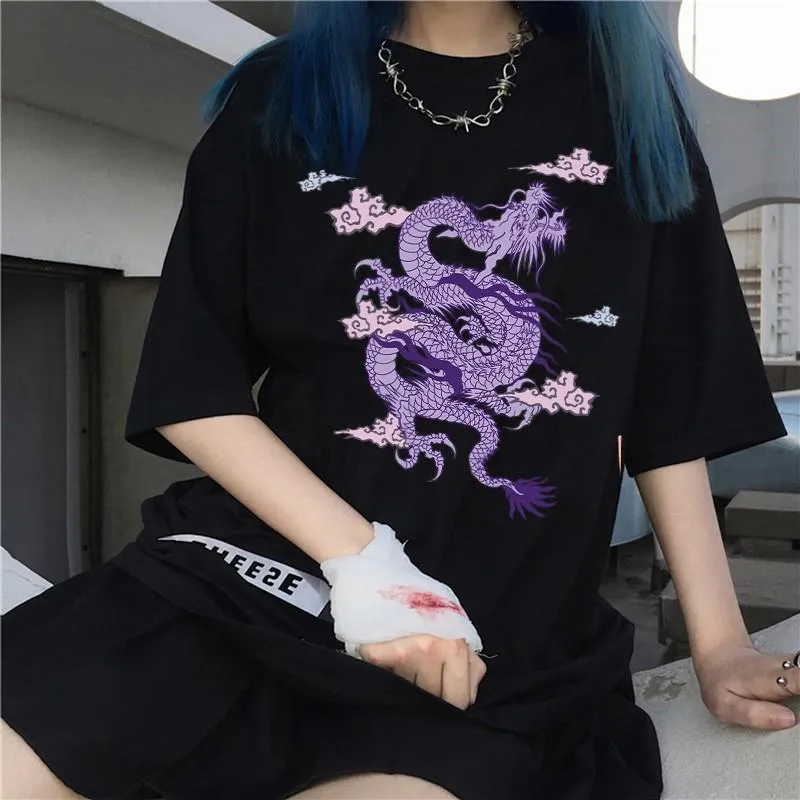 Fashion cartoon green dragon pattern t-shirt