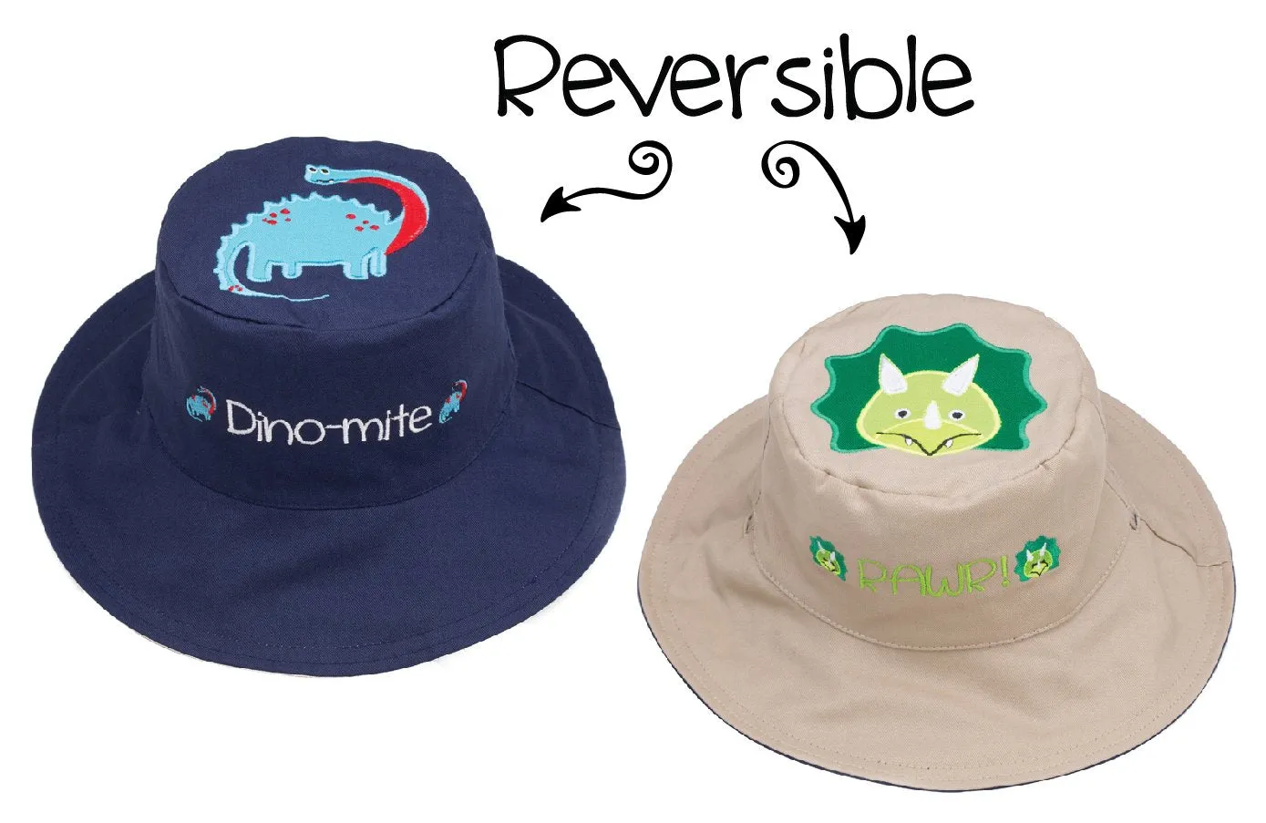 FlapJackKids - Reversible Kids' Sun Hat - Dinosaurs