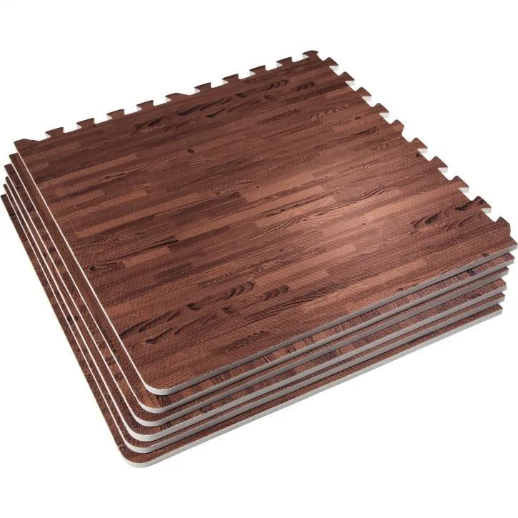 Floor Mat Set - 6 Mats 12 Edges - Dark Wood Effect