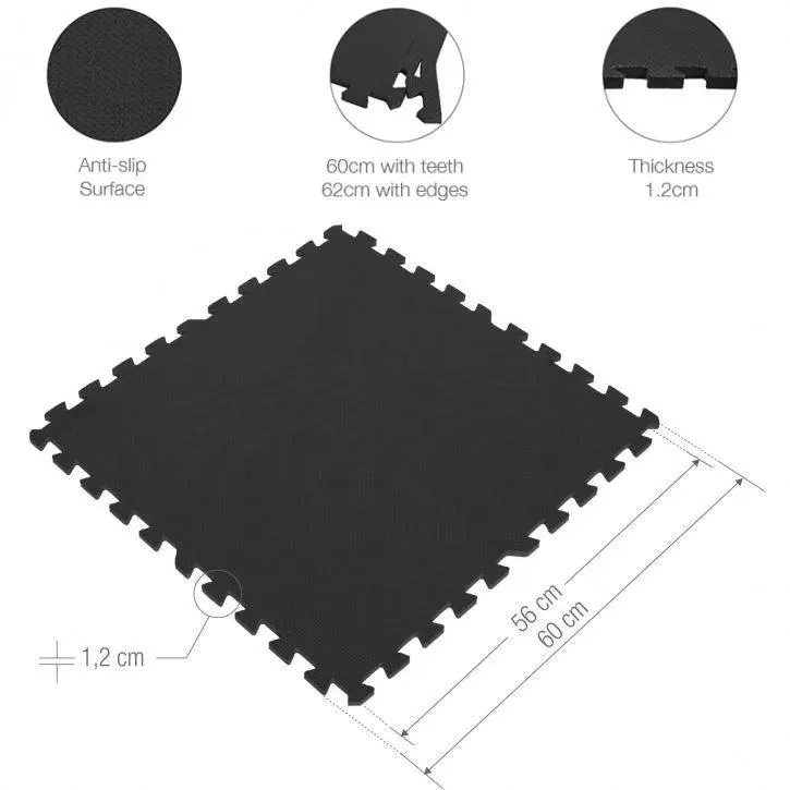 Floor Mat Set - 8 Mats - Black