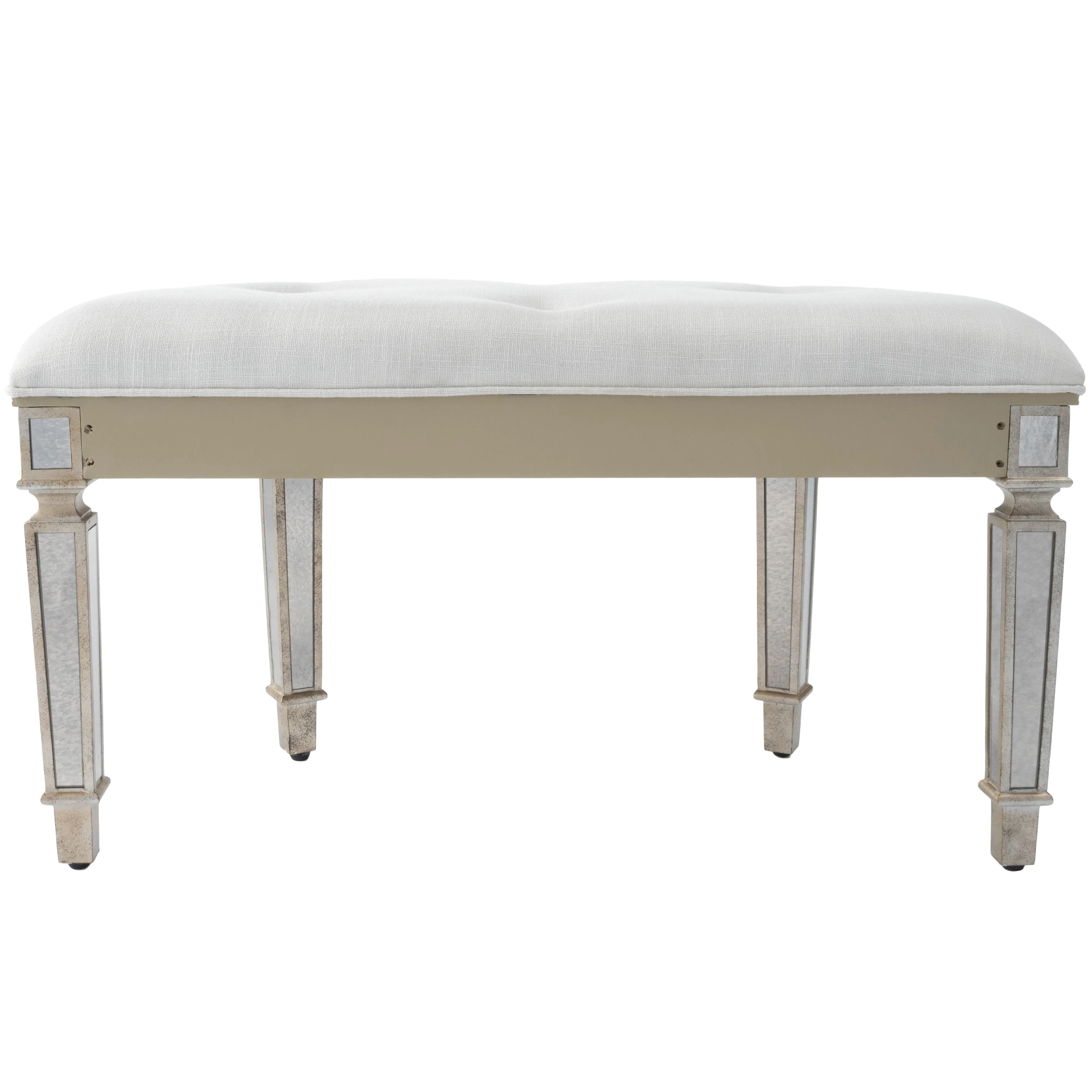 Garbo Mirrored Demilune 38"W Bench in Silver  3636146