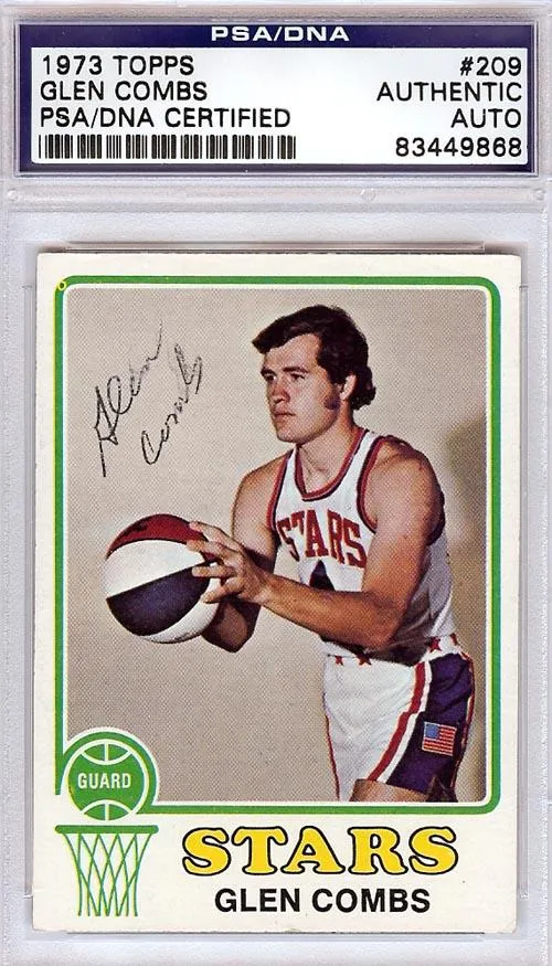 Glen Combs Autographed 1973 Topps Card #209 Utah Stars PSA/DNA #83449868