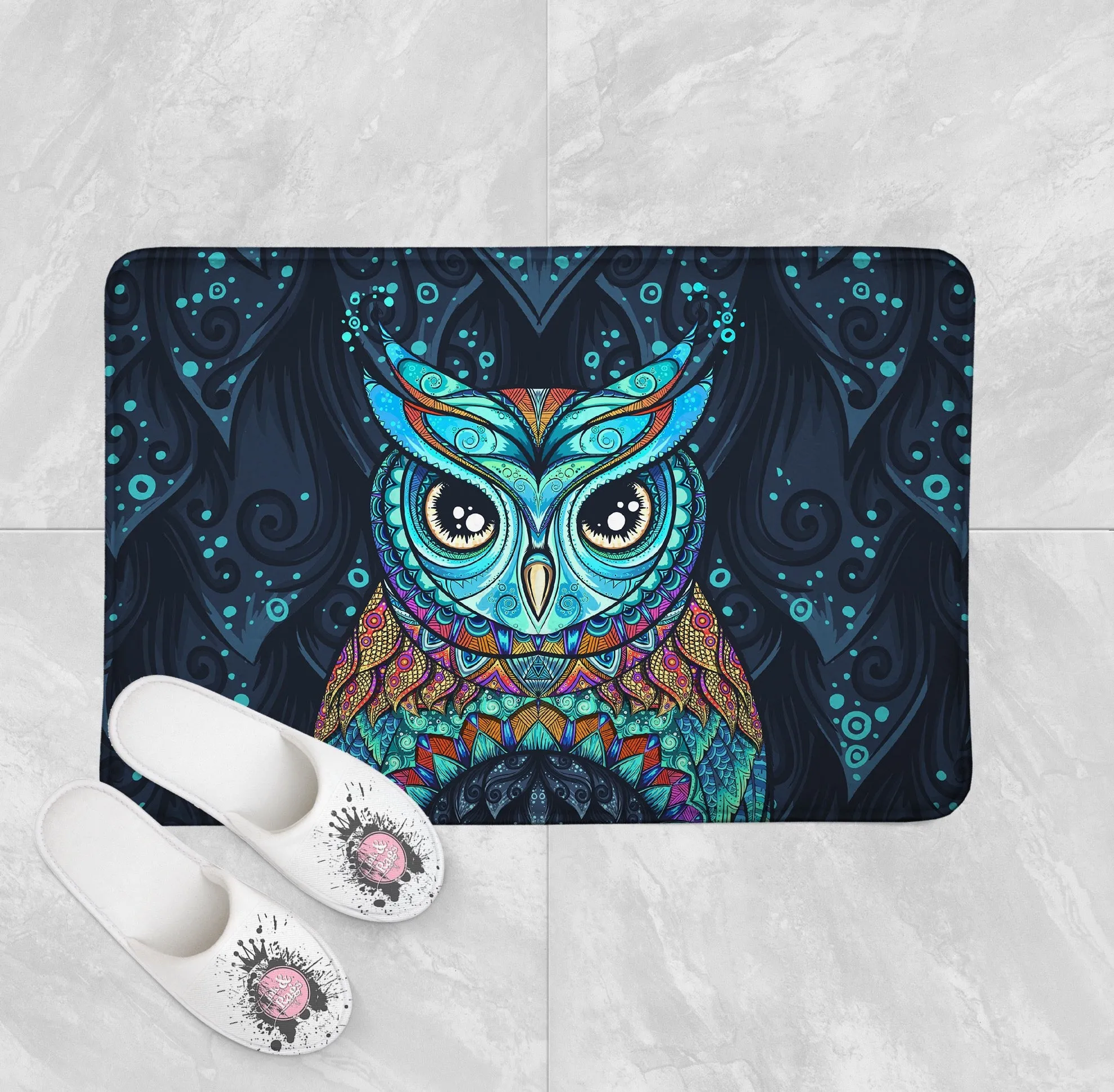 Gypsy Owl Shower Curtains and Optional Bath Mats