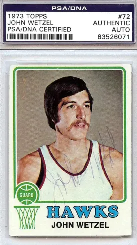 John Wetzel Autographed 1973 Topps Card #72 Atlanta Hawks PSA/DNA #83526071