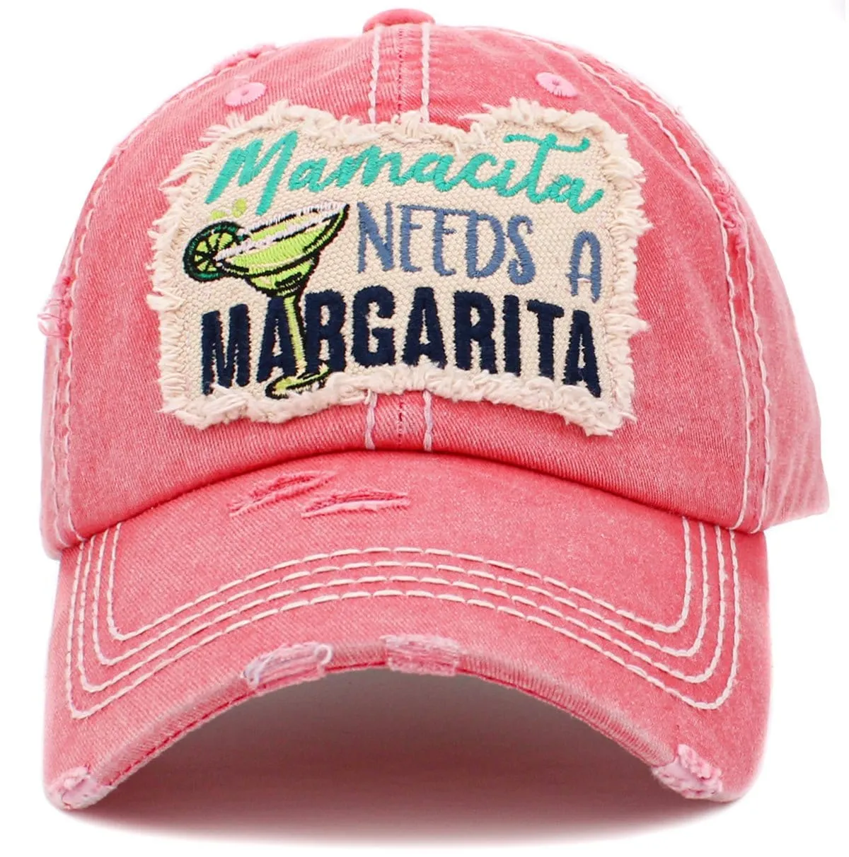 KBV1427 "Mamacita Needs A Margarita" Vintage Distressed Ballcap