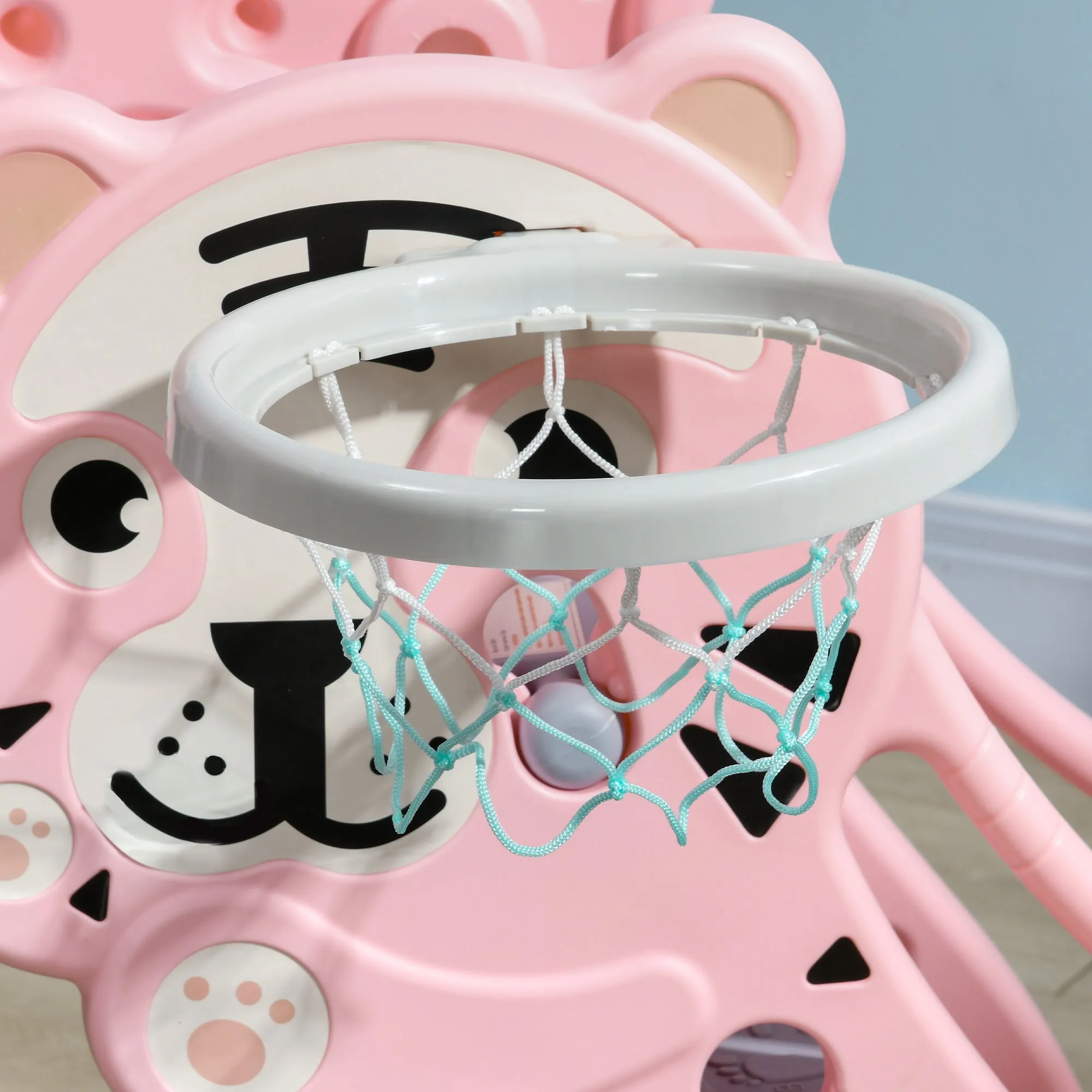 Kids Slide with Basketball Hoop, Basketball, for 18-36 Months, Pink