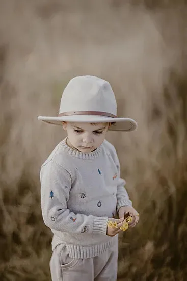 Kids Wool Fedora | Dusty Straight Brim