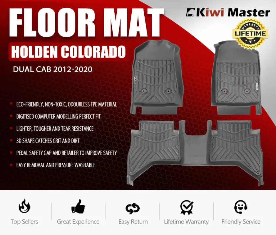 Kiwi Masters 3D TPE Car Floor Mats for Holden Colorado Dual Cab | 2012 - 2020