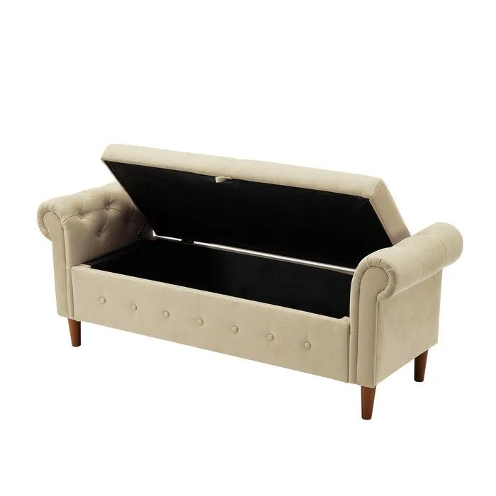 Lara 2 Seater Fabric Storage Bench Sette Puffy for Foot Rest