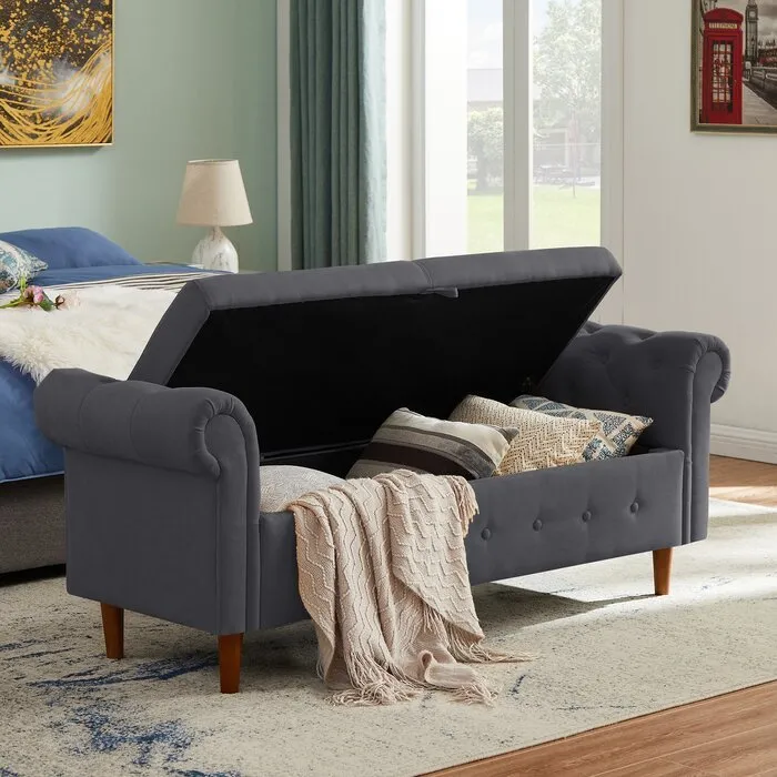 Lara 2 Seater Fabric Storage Bench Sette Puffy for Foot Rest