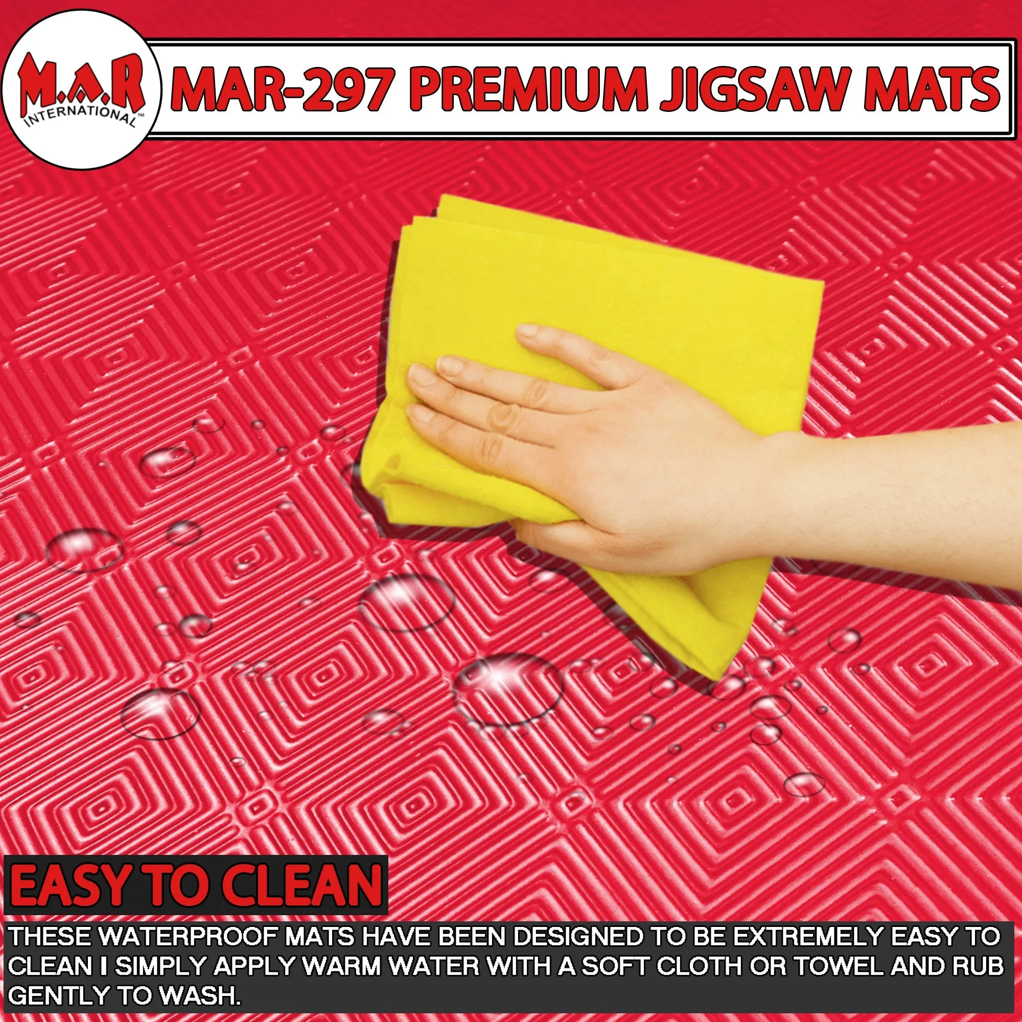 MAR-297B | Red/Black Jigsaw Floor Mats (40mm [1m x 1m] Square)