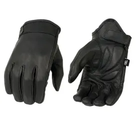 Milwaukee Leather MG7510 Men's Black Leather Gel Padded Palm Short Wrist Motorcycle Hand Gloves W/ ‘Full Panel Cover’