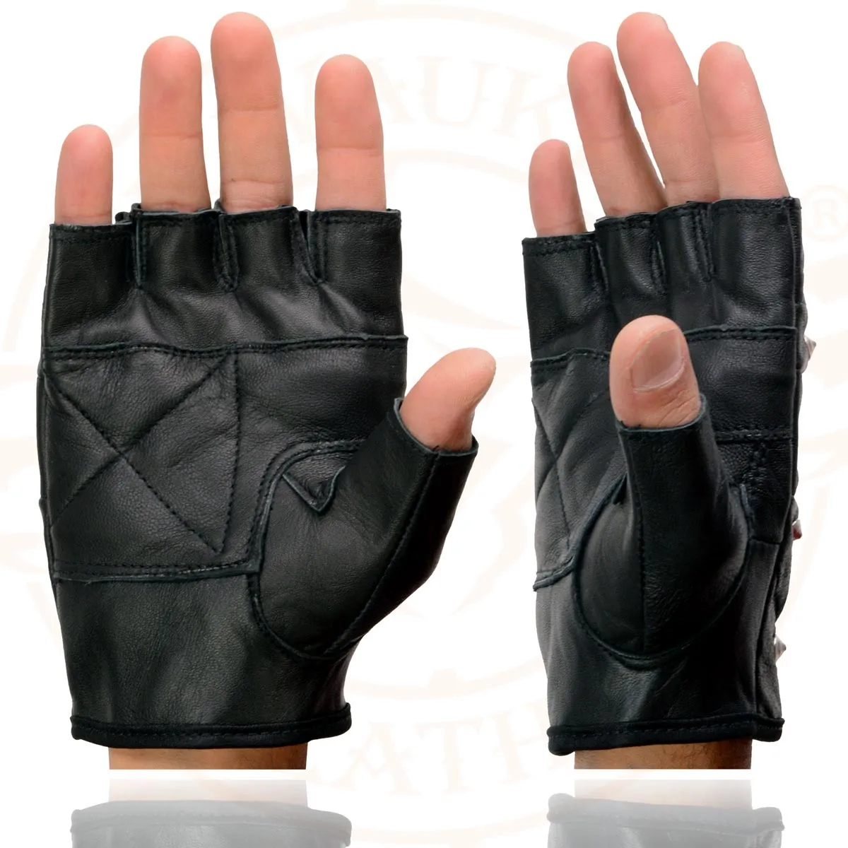 Milwaukee Leather SH211 Men's Black Leather Gel Padded Palm Fingerless