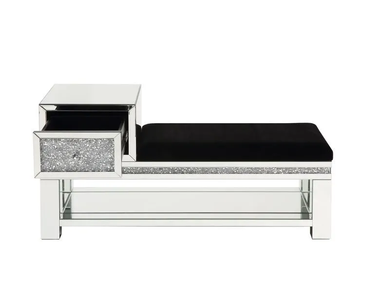 Noralie - Bench - Mirrored & Faux Diamonds - 24"