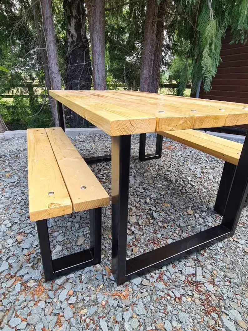 Outside/inside dining table with benches