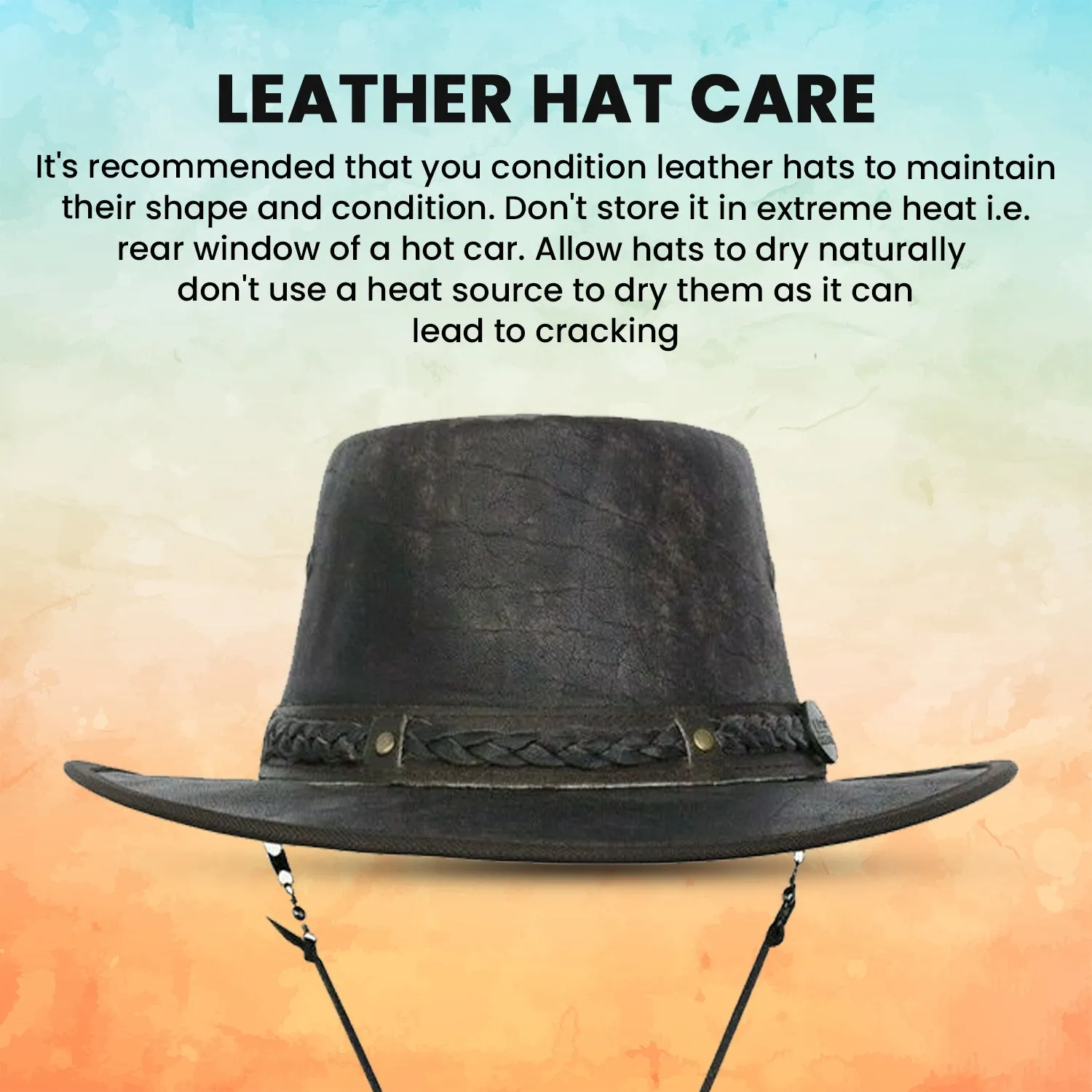 Real Distressed Leather Foldaway Crushable Australian-Style  Bush Hat Brown